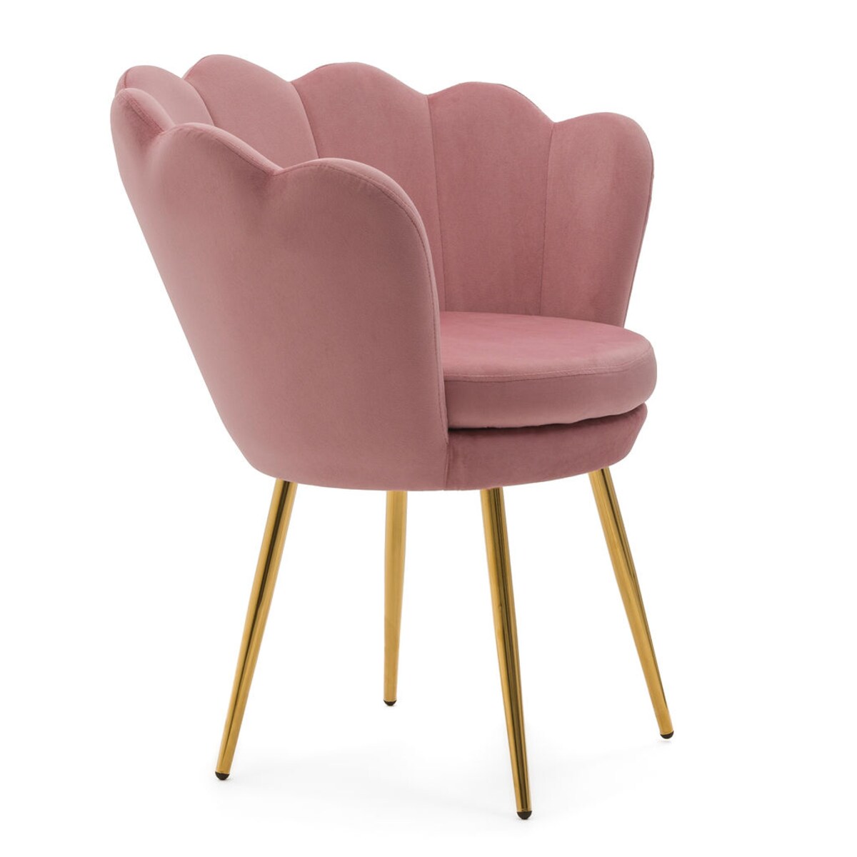 Muszelka krzesło welurowe różowe SHELL złote nogi do toaletki salonu biura