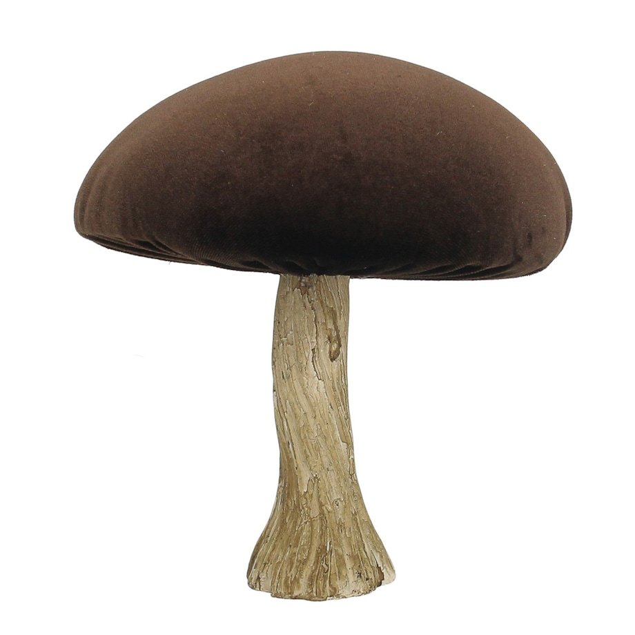Dekoracja Velvet Mushroom 17 cm brown, 16x17 cm