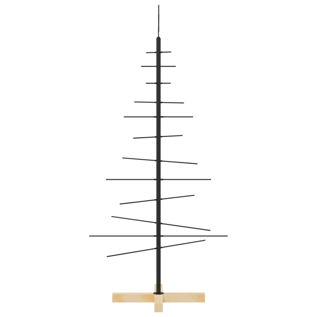 vidaXL Metalowa choinka z drewnianą podstawą, czarna, 120 cm