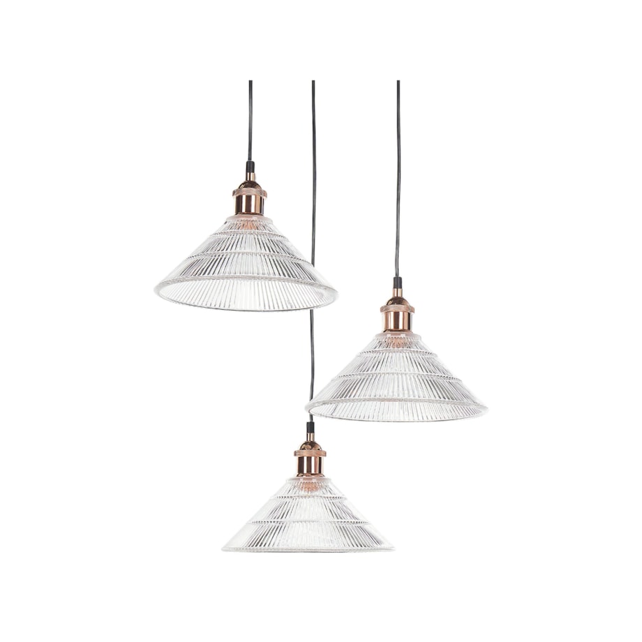 Lampa wisząca szklana 3-punktowa transparentna CURONE