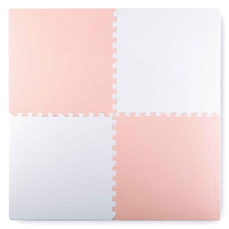 Duża mata piankowa puzzle piankowe 60x60 cm 4 szt. Ricokids biało-różowa