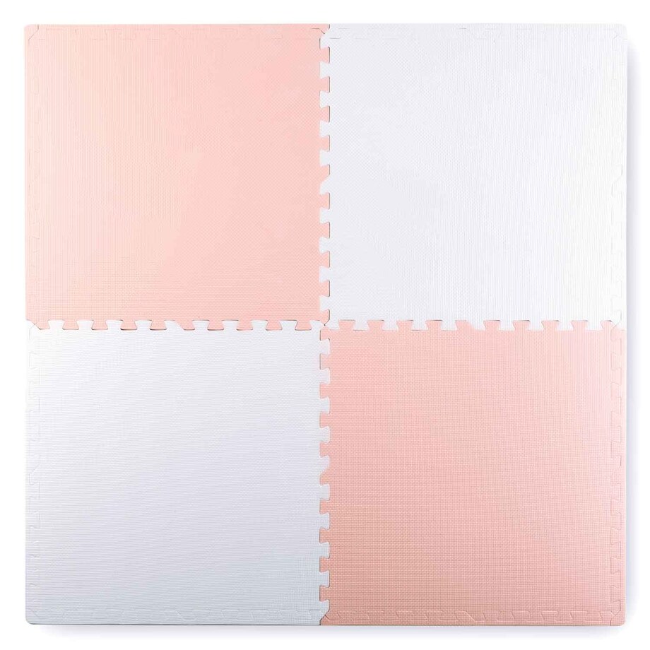 Duża mata piankowa puzzle piankowe 60x60 cm 4 szt. Ricokids biało-różowa