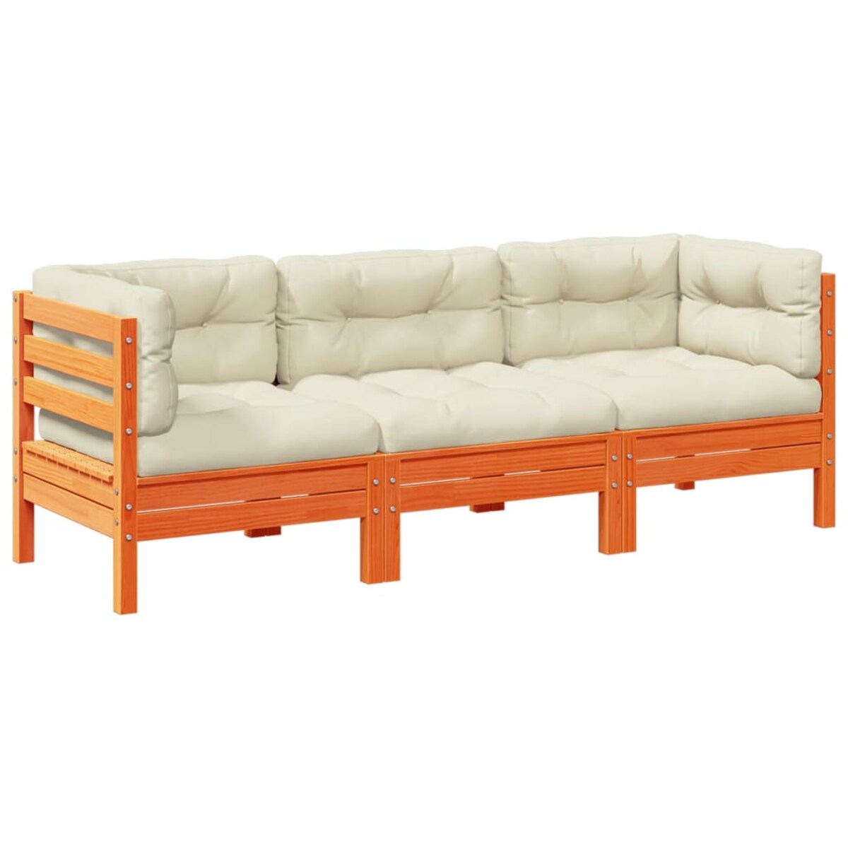 vidaXL 3-cz zestaw mebli ogrodowych z poduszkami, woskowy brąz, sosna