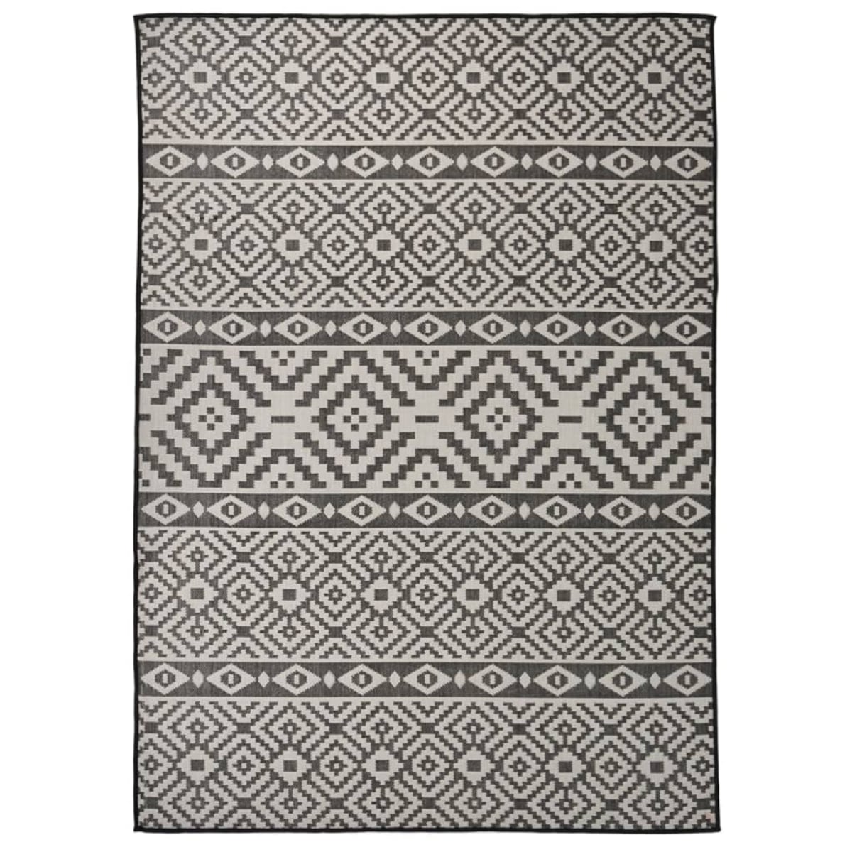 vidaXL Dywan zewnętrzny o płaskim splocie, 120x170 cm, czarne pasy