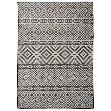 vidaXL Dywan zewnętrzny o płaskim splocie, 120x170 cm, czarne pasy