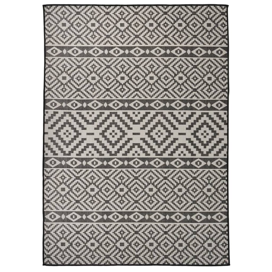 vidaXL Dywan zewnętrzny o płaskim splocie, 120x170 cm, czarne pasy
