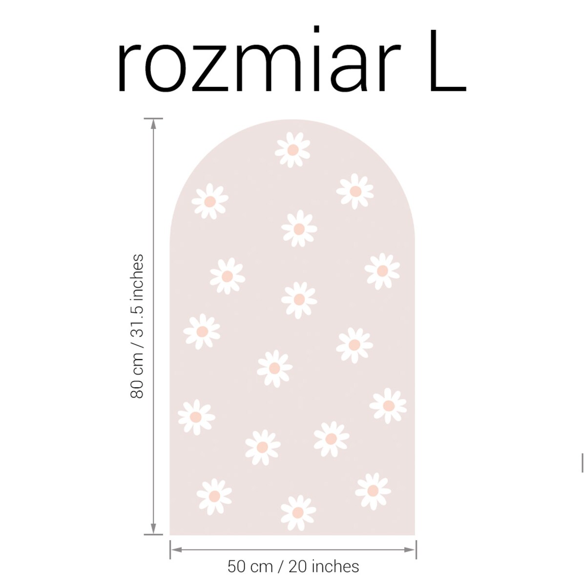 Naklejka na ścianę łuk brudny róż - stokrotki L