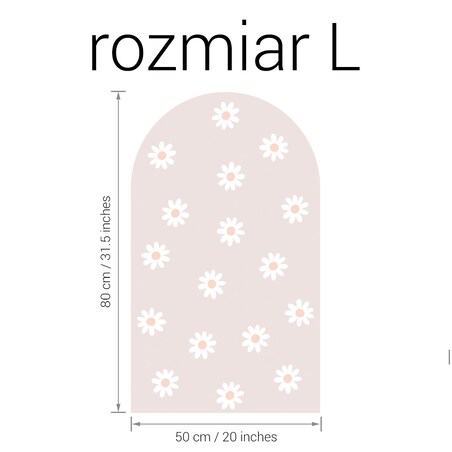Naklejka na ścianę łuk brudny róż - stokrotki L