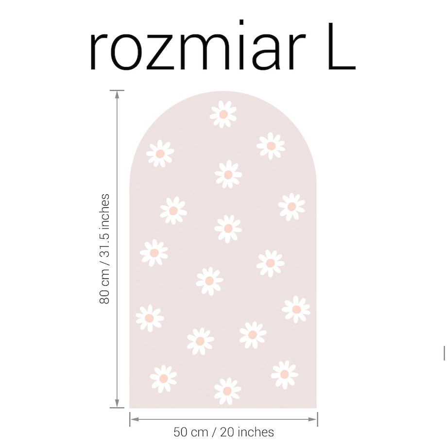 Naklejka na ścianę łuk brudny róż - stokrotki L