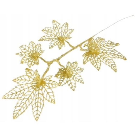 BROKATOWA GAŁĄZKA KWIAT ZŁOTY do dekoracji bukietu kompozycji święta stroik