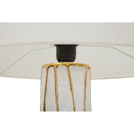 Lampa stołowa Tangeri, kolor biały i złoty, ceramika, żelazo i tkanina, 40 x 40 x 60 cm, 1 x E27, max. 40 W, do salonu i sypialni, Mauro Ferretti