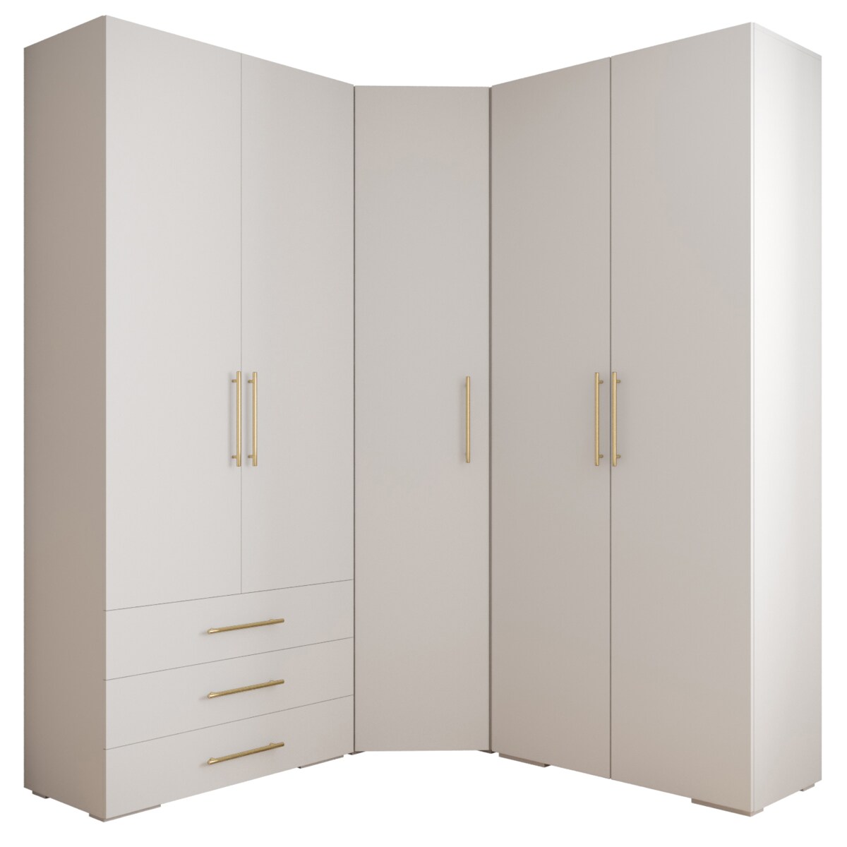 Garderoba wysoka do przedpokoju INOVA 3 Z1 biały+złoty