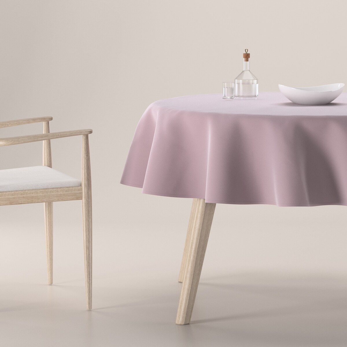 Obrus okrągły 130 x 130 cm zgaszony róż