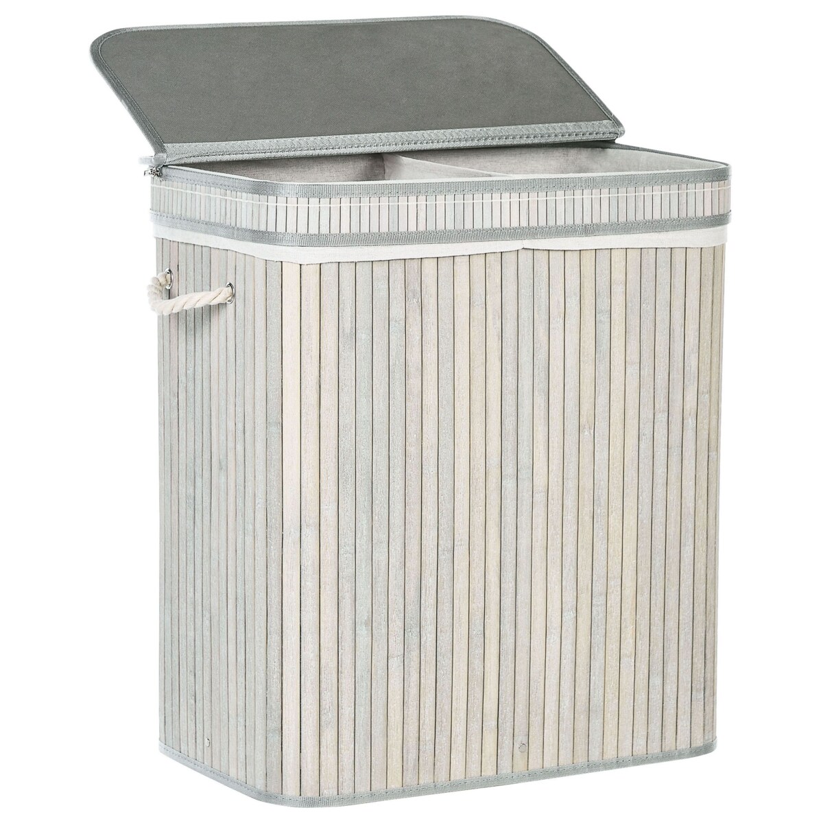 Kosz bambusowy z pokrywką szary KALTHOTA