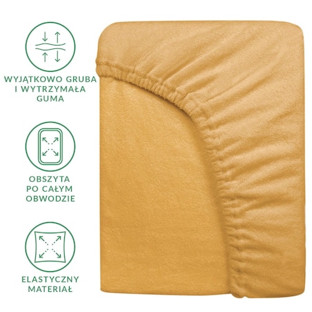 Prześcieradło frotte z gumką 120x200 kolor musztardowy