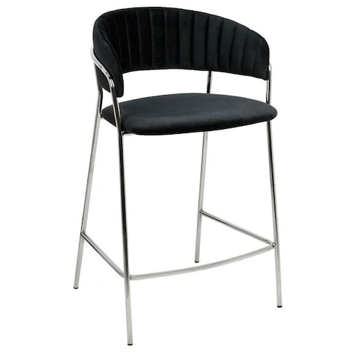 Krzesło barowe MARGO 65 czarny - welur, podstawa chromowana, King Home