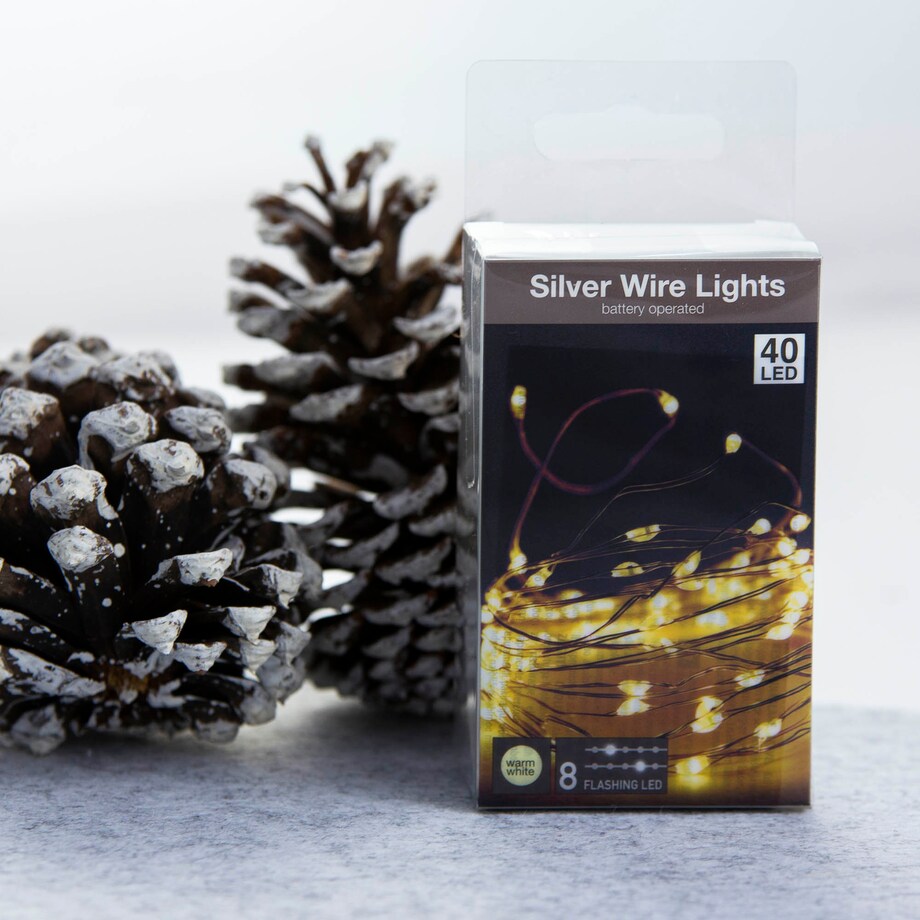 Lampki Druciki Girlanda Baterie 40 Led + Flash