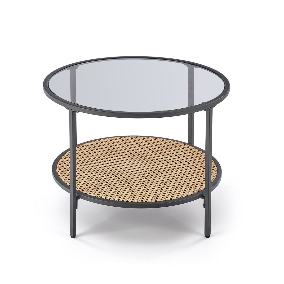 STOLIK KAWOWY Bahama SZKLANY BLAT okrągły dymiony/naturalny