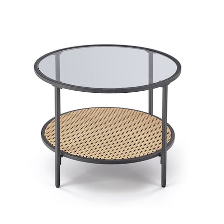 STOLIK KAWOWY Bahama SZKLANY BLAT okrągły dymiony/naturalny