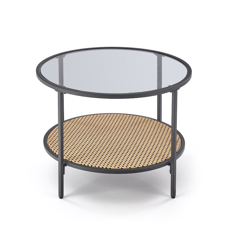 STOLIK KAWOWY Bahama SZKLANY BLAT okrągły dymiony/naturalny