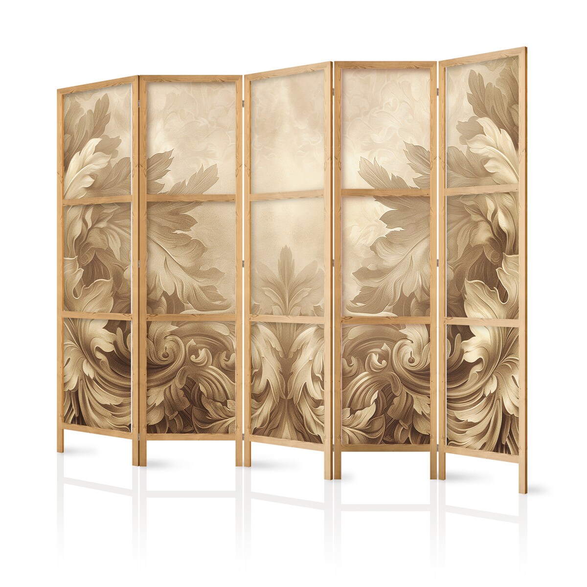 Parawan Japoński 5-panelowy Rzeźbione Ornamenty Barokowe 225x172cm