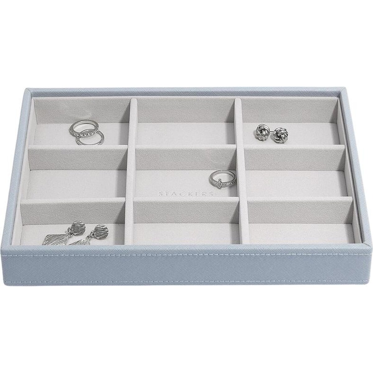 Szkatułka na biżuterię Stackers 9 komorowa classic szaroniebieska