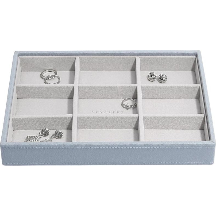 Szkatułka na biżuterię Stackers 9 komorowa classic szaroniebieska
