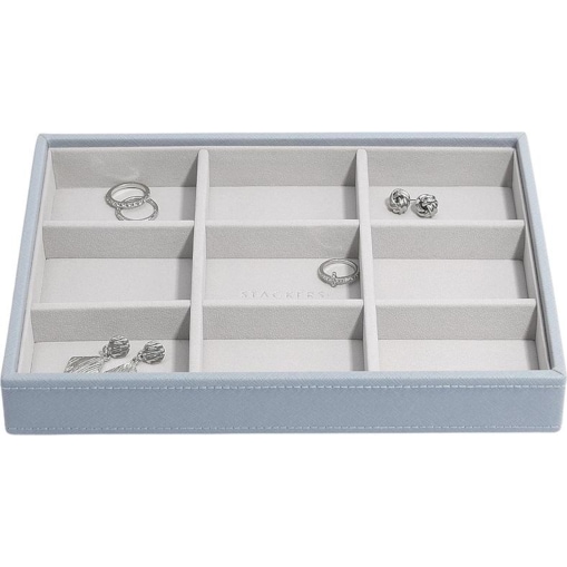 Szkatułka na biżuterię Stackers 9 komorowa classic szaroniebieska