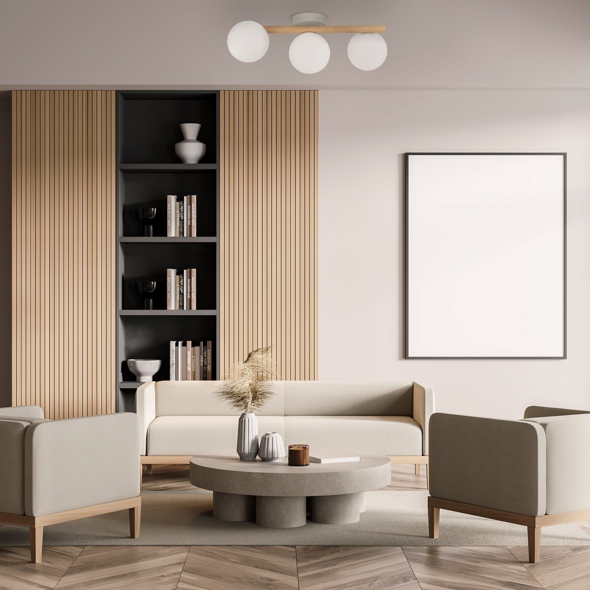 Lampa sufitowa TK Lighting ESTERA WOOD 5768 biała z drewnem 3xG9 nowoczesna do salonu i sypialni