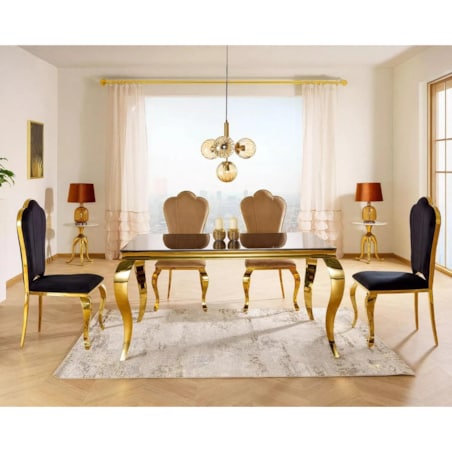 Stół PRINCE 150x90 czarny/złoty