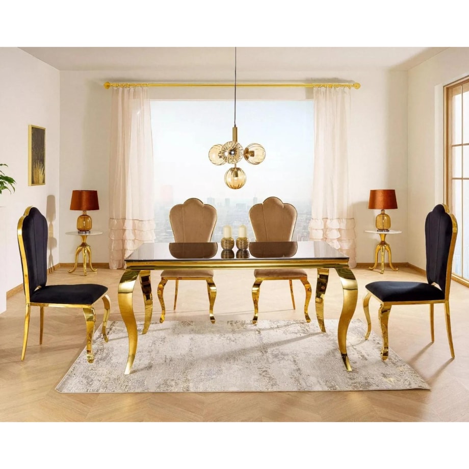 Stół PRINCE 150x90 czarny/złoty