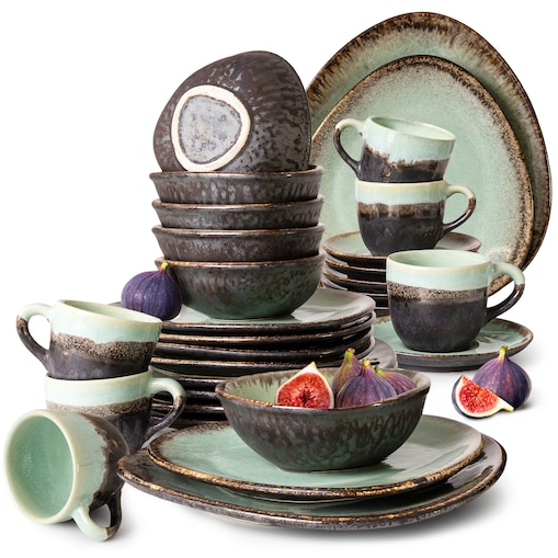 Konsimo PRIMA Zestaw obiadowo-kawowy 6 os. (30 el.), szałwiowy