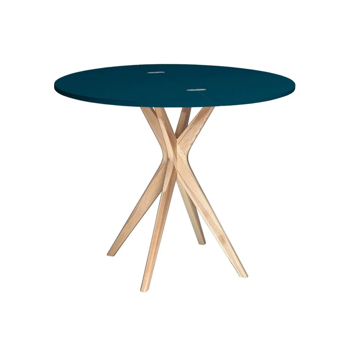 Stół półokrągły CUTTI 90x90 rozkładany petrol blue/jesion