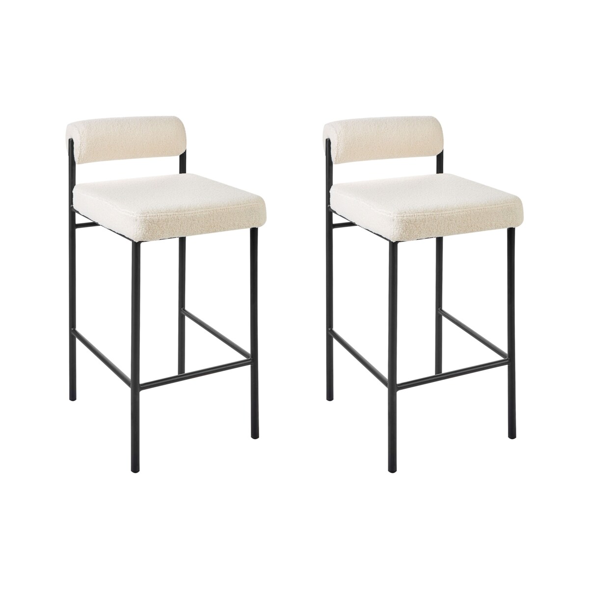 Krzesło barowe Zestaw 2 Boucle Złamana biel AMAYA