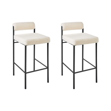 Krzesło barowe Zestaw 2 Boucle Złamana biel AMAYA