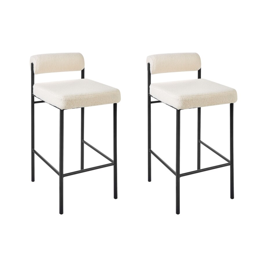 Krzesło barowe Zestaw 2 Boucle Złamana biel AMAYA