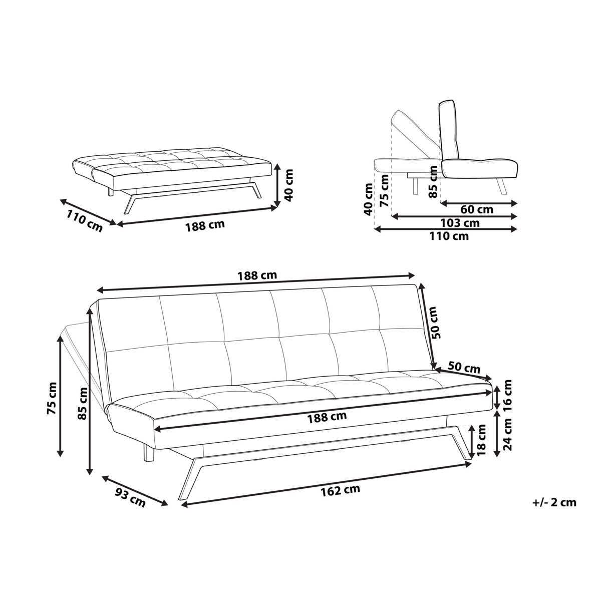 Sofa rozkładana zielona LEEDS