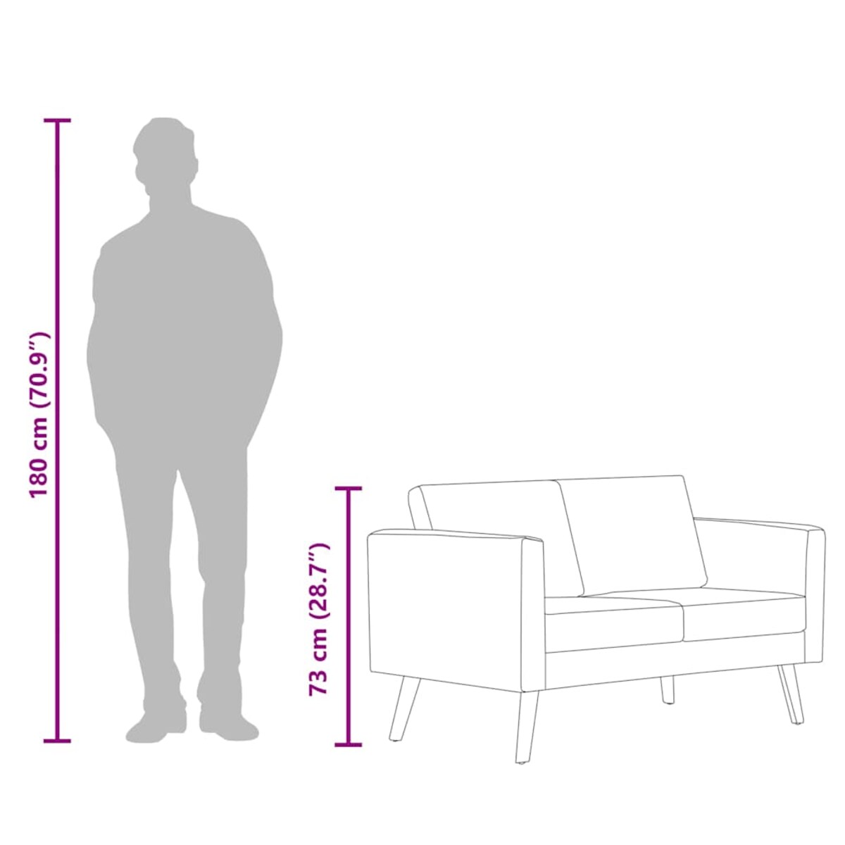 vidaXL Sofa 2-osobowa, materiałowa, kremowa