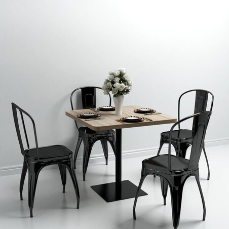 vidaXL Stolik bistro z MDF na stalowej podstawie, 80x80x75 cm, dębowy