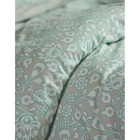 Komplet pościeli z bawełny satynowej w kolorze turkusu, poszewka ozdobna, pościel turkusowa, pościel w kwiaty, pościel Esprit, 200 x 220 cm