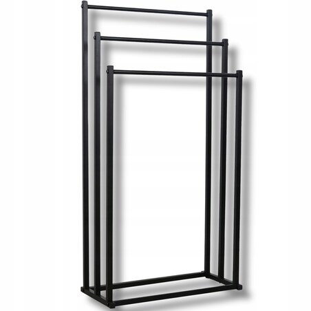 Stojak Na Ręczniki 3 Szczeble, Czarny, M