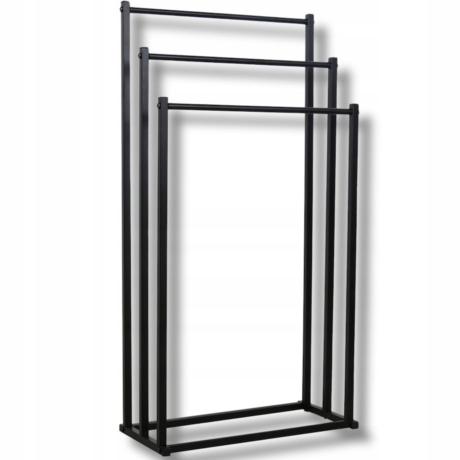 Stojak Na Ręczniki 3 Szczeble, Czarny, M