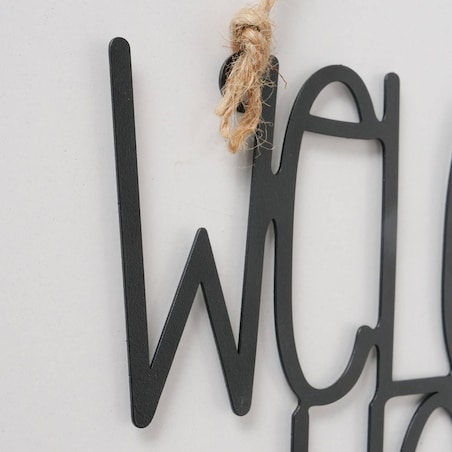 Tabliczka metalowa Welcome Home, czarna, 26,5 x 18 cm