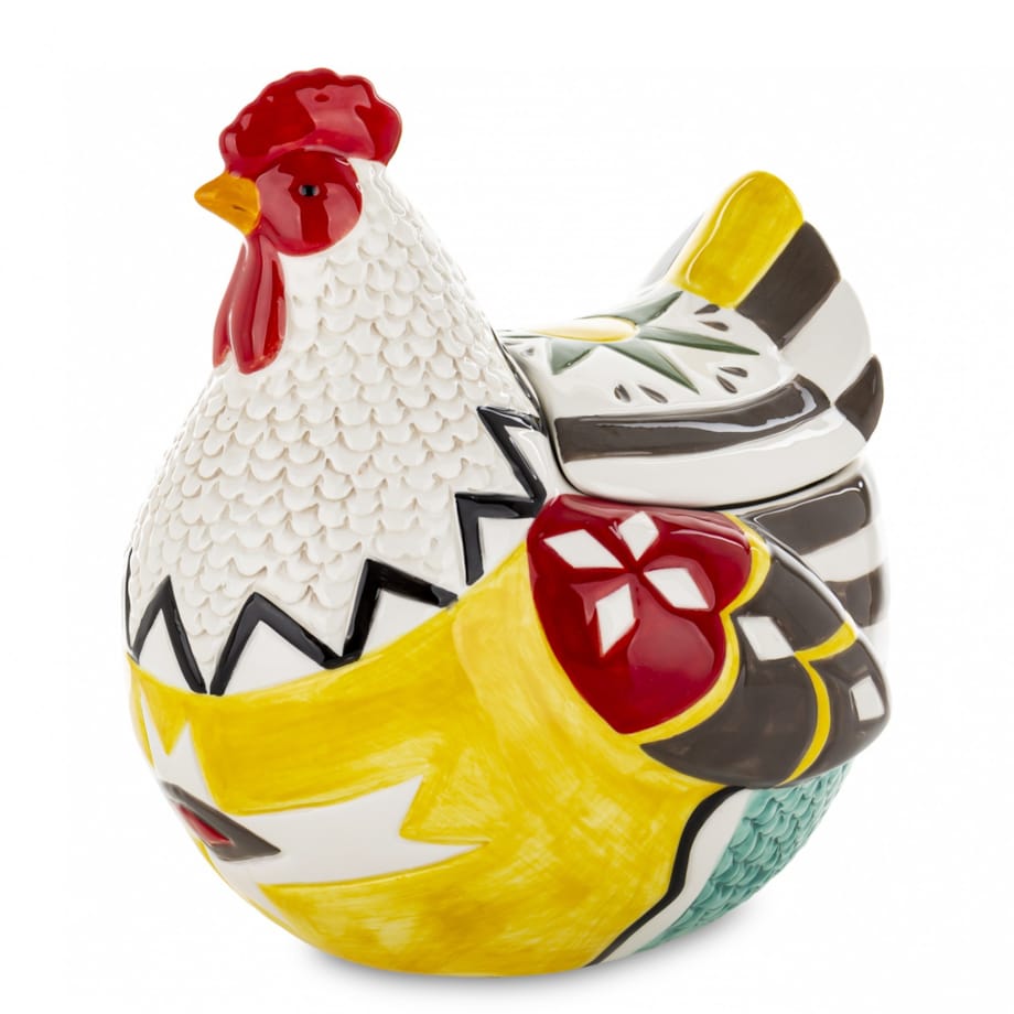 Dekoracja - kolorowa KURA z przykrywką 21x16x19 cm