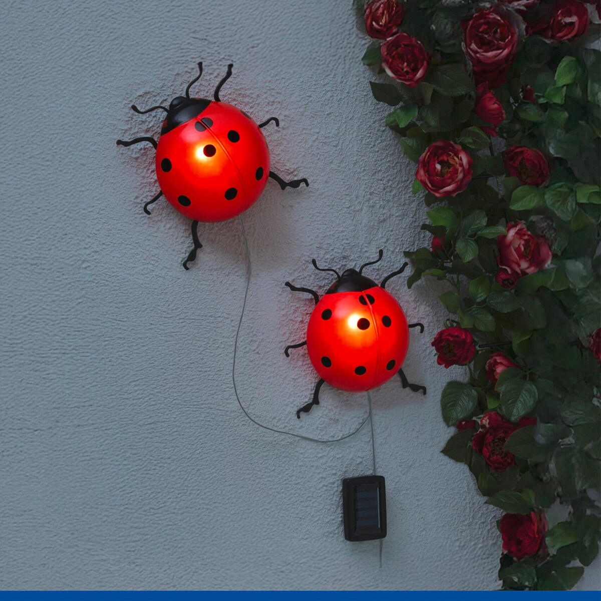 Ogrodowe lampki solarne, biedronki LED, 2 sztuki, 20 cm