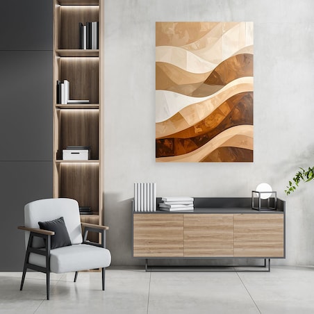 Obraz do salonu sypialni kuchni, Beżowe Fale Kształty Abstrakcja