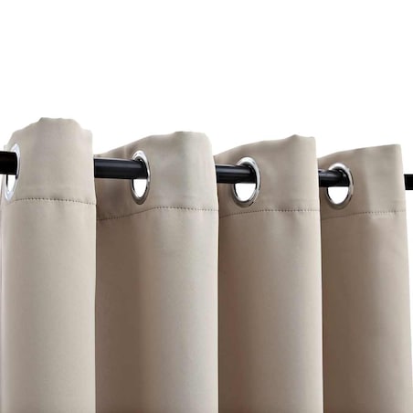 vidaXL Zasłona zaciemniająca z metalowymi kółkami, beż, 290x245 cm
