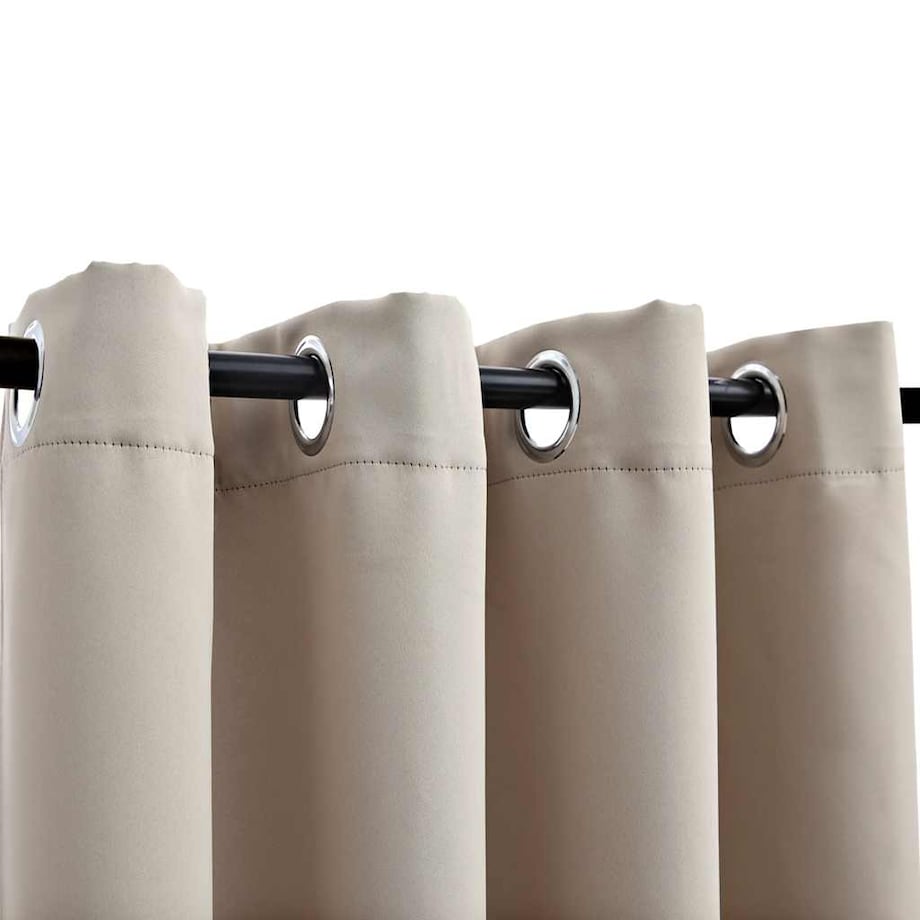vidaXL Zasłona zaciemniająca z metalowymi kółkami, beż, 290x245 cm
