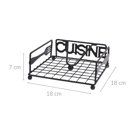 Serwetnik metalowy CUISINE, 18 x 18 x 7 cm