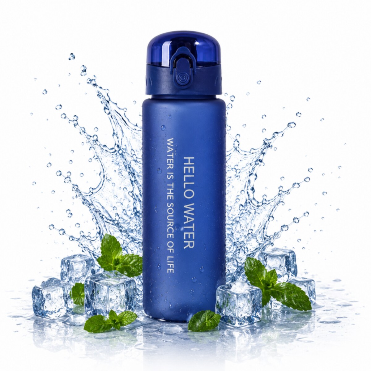 Butelka na wodę, sportowy bidon HELLO WATER 600ML niebieski BD68